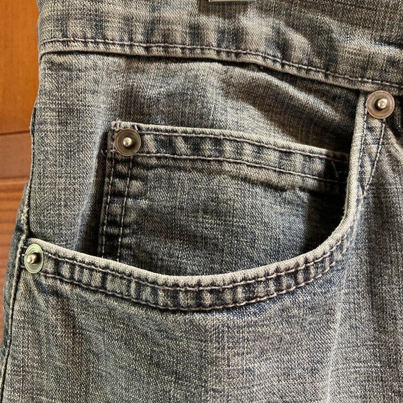 Onion Faded Black Denim/Jean skirt with front slit - raw hem - size 10 (no tag) - Picture 5 of 8